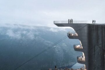 Boutique hotel hovers on the edge of a cliff in Norway